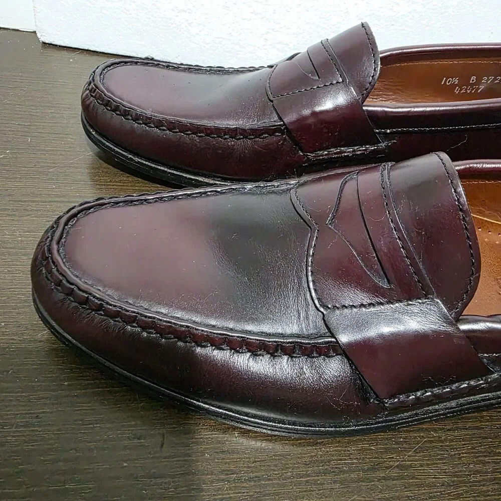 Allen Edmonds Walden Penny Burgundy Leather Dress Loafers Men 10,5B